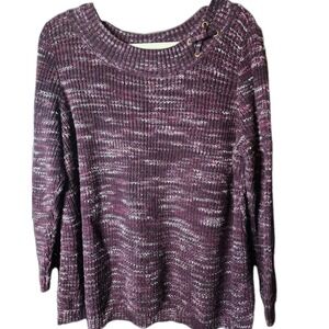 CATHERINES Heavy Burgandy Plus Size Sweater Slit Sides 18W/20W NWOT